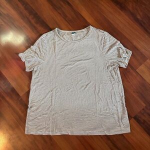 Old Navy Brown and White Striped Short Sleeve Tee